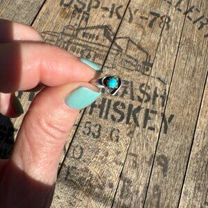 Vintage Turquoise Heart Ring Sterling Silver – Size 4 💙